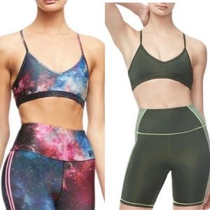 Good American Barely There Sports Bra Bundle Galaxy Print + Forest Green Size 3